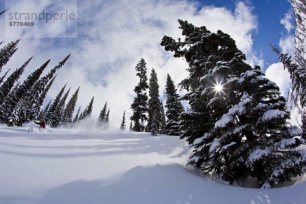Ski  Skifahrer  Frische  drehen  Tagesausflug  Gesichtspuder  British Columbia  Kanada