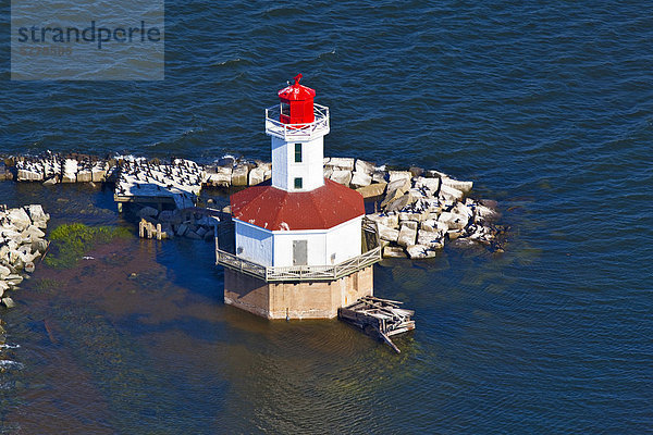 Luftbild von Indian Head Lighthouse  Summerside Harbour  Prince Edward Island  Kanada