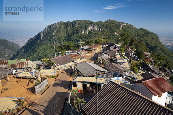 Hügel Fernverkehrsstraße Dorf Asien Thailand Volksstamm Stamm