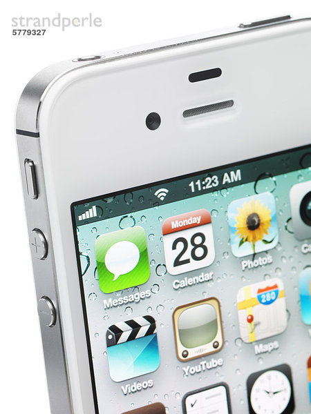 Closeup eines weißen iPhone 4s Apple Smartphone