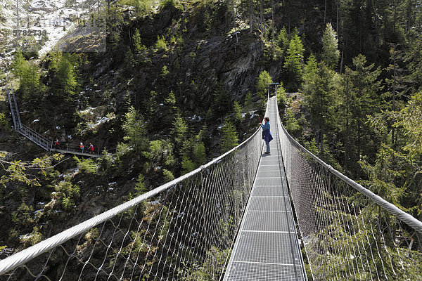 Hängebrücke über Riesachfall  Alpinsteig Höll  Naturpark Sölktäler  Schladminger Tauern  Obersteiermark  Steiermark  Österreich  Europa  ÖffentlicherGrund