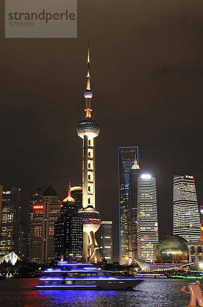 Skyline Skylines Ufer Zimmer China Huangpu Fluß Asien Oriental Pearl Tower Shanghai