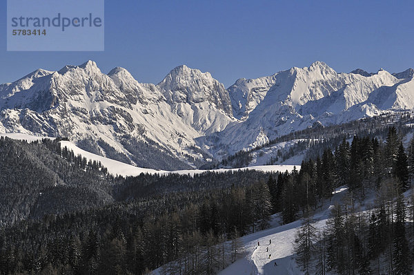 Winterlandschaft  Skigebiet Steinplatte  Reit im Winkl  Chiemgau  Bayern  Deutschland  Europa  Tirol  Österreich  Europa