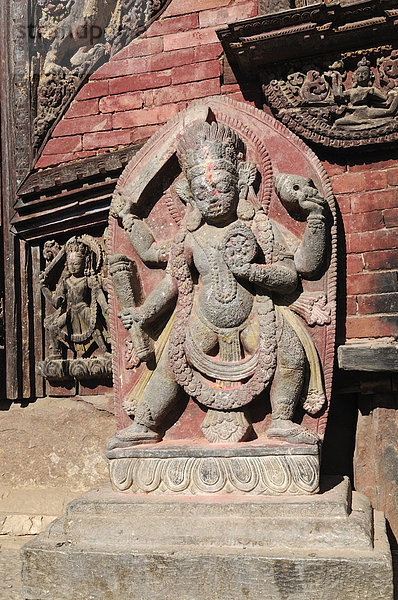 Tempelwächter-Statue  Changu Narayan  UNESCO-Weltkulturerbe  Kathmandu Valley  Nepal  Asien