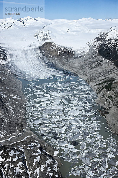 Luftaufnahmen über der Brücke Fluss-Gletscher in der South Cariboo Chilcotin Region British Columbia Kanada