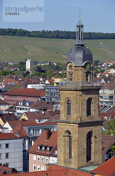 Blick vom Kiliansturm auf Hafenmarktturm  Heilbronn  Baden-Württemberg  Deutschland  Europa  ÖffentlicherGrund