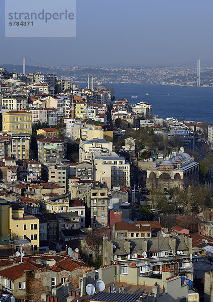 Dach Panorama Europa Ansicht Bosporus Istanbul Türkei