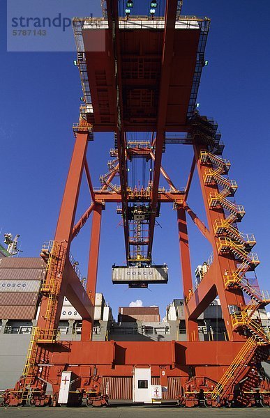 Kranich Dock Schiff abladen British Columbia Kanada Container Turmkran Port of Vancouver