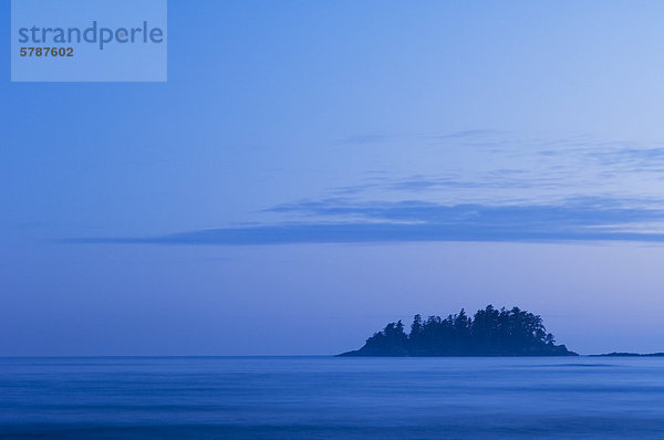 Nebel eingehüllt Islet  MacKenzie Beach bei Tofino  Vancouver Island  British Columbia  Kanada.