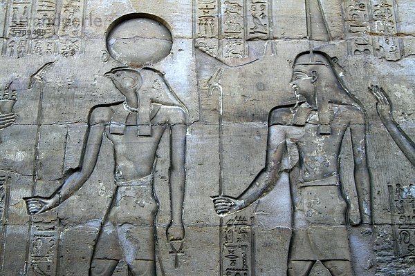 Hieroglyphen und Relief im Tempel von Kom Ombo  Ägypten