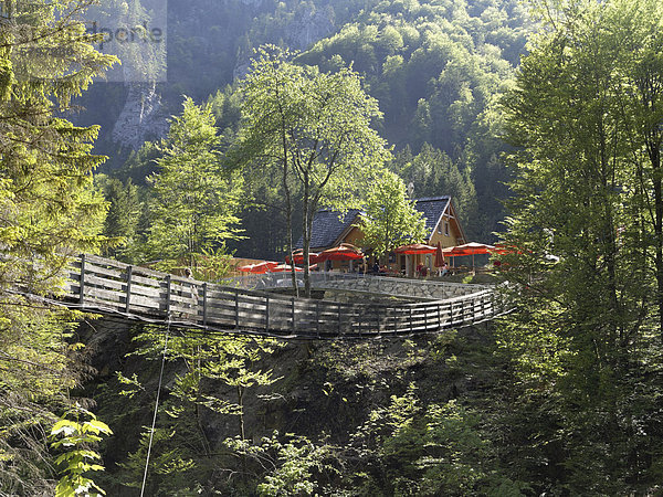 Hängebrücke über Salza bei Wasserlochklamm  Palfau  Obersteiermark  Steiermark  Österreich  Europa