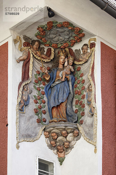 Madonna am Prinzenamtshaus  Vordernberg  Obersteiermark  Steiermark  Österreich  Europa  ÖffentlicherGrund