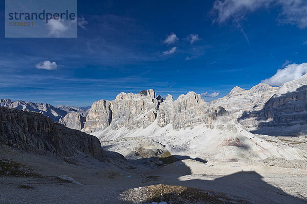 Aussicht vom Lagazuoi in das Innere der Sellagruppe  Falzarego-Pass  Dolomiten  Italien  Europa