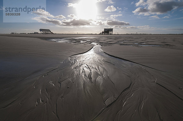 Europa Morgen Gebäude Deutschland Nordsee Sonne Schleswig Holstein