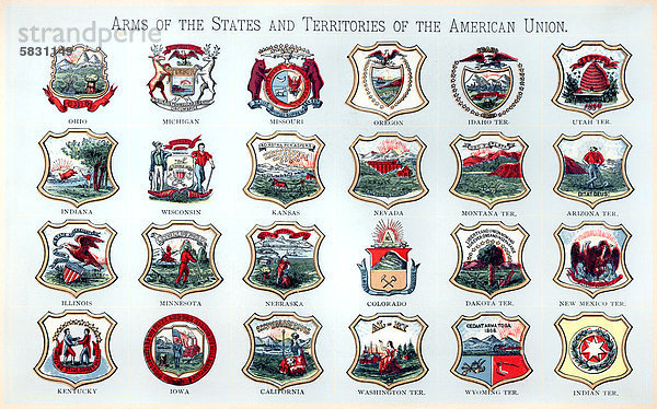Historische Wappen der Vereinigten Staaten von Amerika  historische Illustration