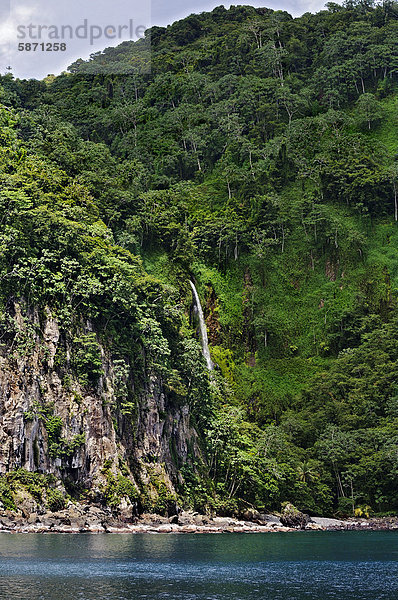 Primärwald mit Wasserfall auf der Insel Cocos  Costa Rica  Mittelamerika