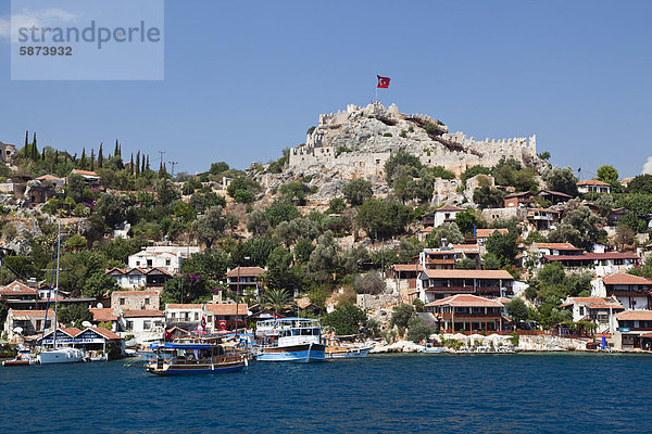 Palast Schloß Schlösser Fahne Mittelmeer Türkei türkisch lykischen Küste