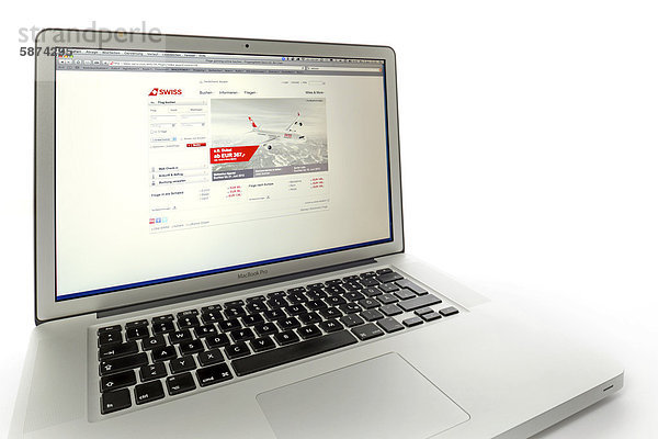 Swiss Airline  Website der Fluggesellschaft auf Apple MacBook Pro