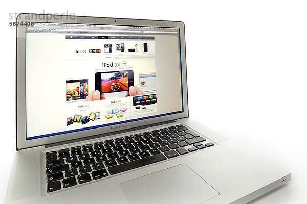 Apple iPod  Website auf Apple MacBook Pro