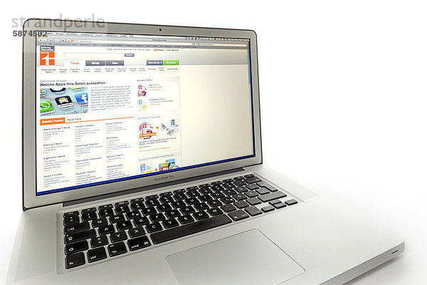 Stiftung Warentest  Website auf Apple MacBook Pro