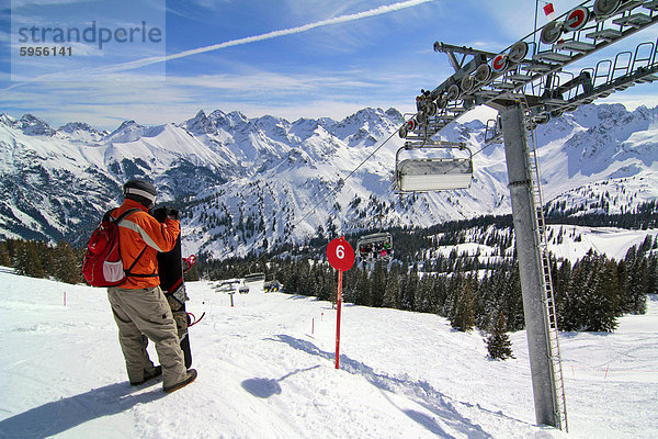 Skilift am Fellhorn  Allgau Alpen bei Oberstdorf  Bayern  Deutschland  Europa