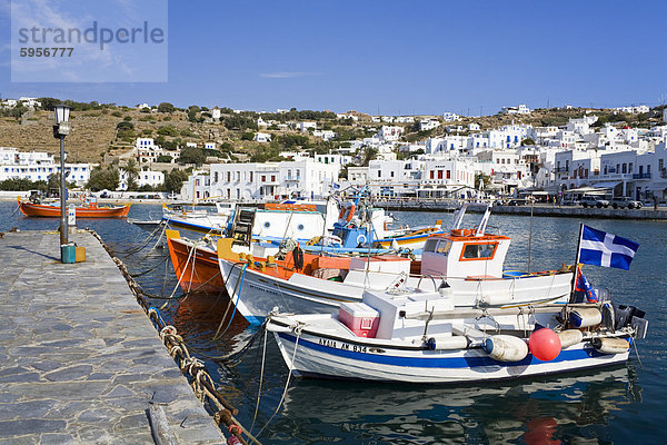 Fischerboote in Mykonos-Stadt  Insel Mykonos  Cyclades  griechische Inseln  Griechenland  Europa