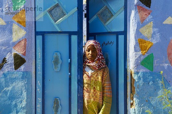 Nubische gemalten Dorf nahe Aswan  Ägypten  Nordafrika  Afrika