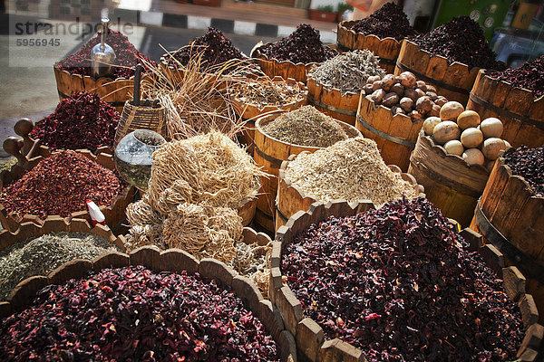 Anzeige von Gewürzen und Kräutern im Markt  Sharm El Sheikh  Ägypten  Nordafrika  Afrika