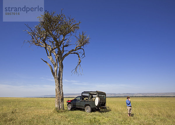 Ein ruhiges Picknick-Halt in der Masai Mara  Kenia  Ostafrika  Afrika