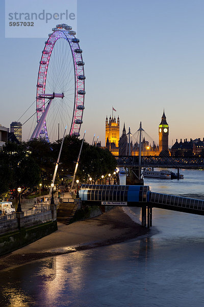 Europa Großbritannien London Hauptstadt Westminster Abenddämmerung England Houses of Parliament
