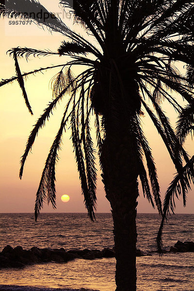 Sonnenaufgang in der Nähe von Sidi Slim  Insel von Jerba  Tunesien  Nordafrika  Afrika