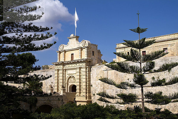 Tor zur alten Stadt  Mdina  Malta  Mittelmeer  Europa