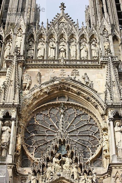 Westfront des Reims Kathedrale  UNESCO-Weltkulturerbe  Reims  Marne  Frankreich  Europa