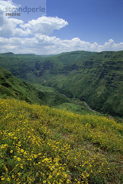 Wasserfall Kaskaden üppigen Tal  Mulu-Schlucht  in der Nähe von Addis Abeba  Äthiopien  Afrika