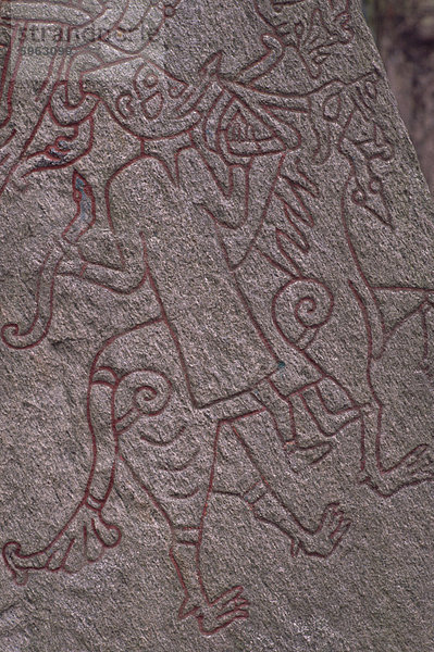 Hexe vom isländischen Edda Reiten einen Wolf  Detail der Stein ca. 1000AD  Lund  Schweden  Skandinavien  Europa