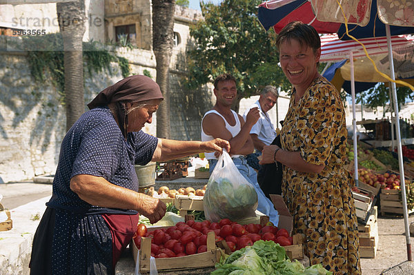 Markt  Korcula  Insel Korcula  Kroatien  Europa