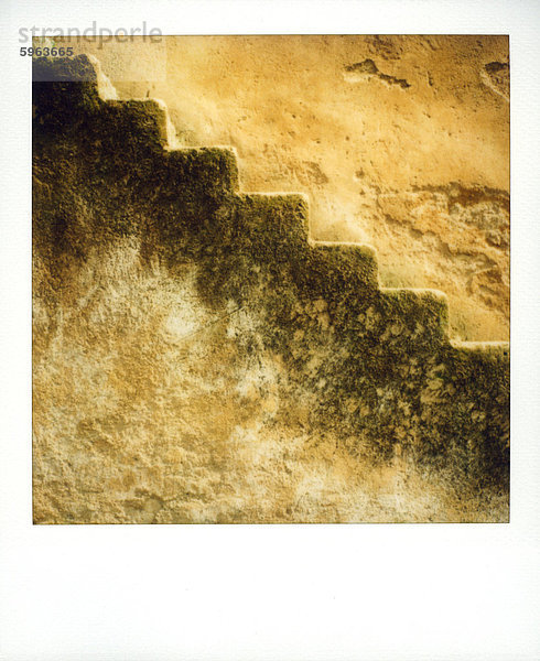 Stufe  Nordafrika  glühend  Glut  Steinmauer  Stein  Sonnenlicht  Gold  Afrika  Marokko  alt  Polaroid