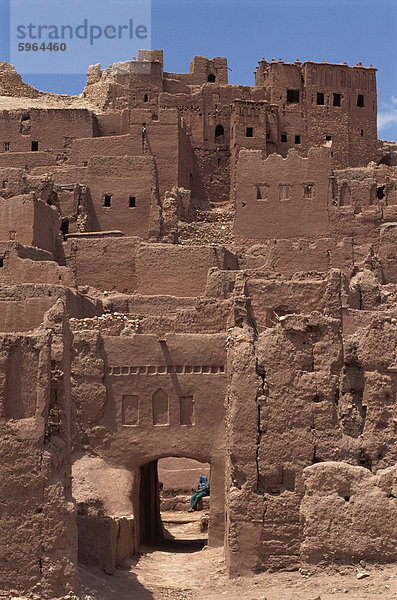 Aussenansicht der Kasbah bei Ait Benhaddou  UNESCO World Heritage Site  Marokko  Nordafrika  Afrika