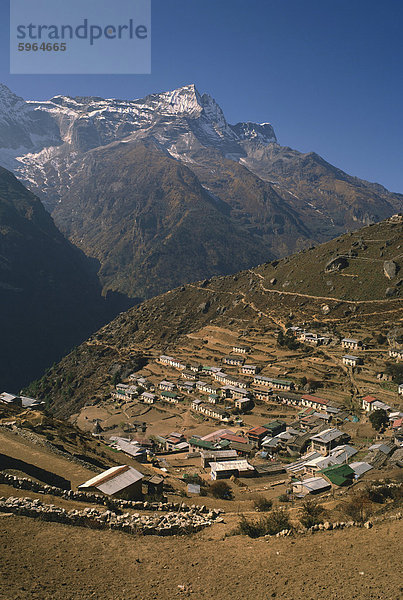 Gebäude Feld Basar Geographie Himalaya Asien Nepal