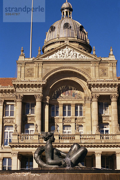 Brunnen und Council House  Stadt Centre  Birmingham  England  Großbritannien  Europa