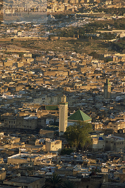 Die Medina oder Altstadt aus einen Hügel  Fez  UNESCO World Heritage Site  Marokko  Nordafrika  Afrika