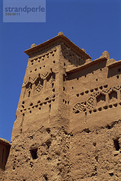 Aussenansicht des Gebäudes  Ait Benhaddou  Ksour mit vielen Kasbahs  UNESCO-Weltkulturerbe  in der Nähe von Ouarzazate  Marokko  Nordafrika  Afrika