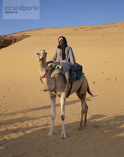 Kamel-Reiter  in der Nähe von Assuan  Ägypten  Nordafrika  Afrika