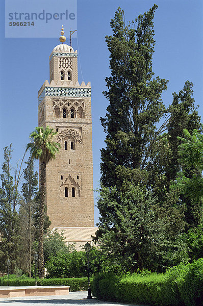 Die Koutoubia-Minarett  Marrakesch  Marokko  Nordafrika  Afrika