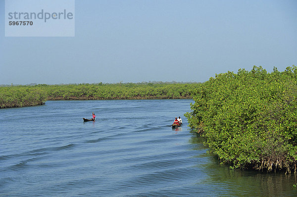 Ausgegraben Kanus auf dem Fluss Gambia  Gambia  Westafrika  Afrika