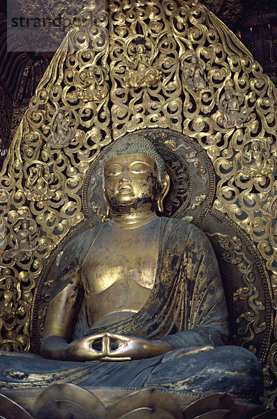 Statue des Buddha  Byodin Tempel  in der Nähe von Kyoto  Japan  Asien