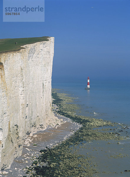 Leuchtturm vor Beachy Head  in der Nähe von Eastbourne  East Sussex  England  Vereinigtes Königreich  Europa