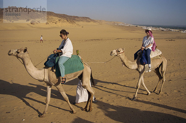 Touristen auf Kamel Trekking  Aswan  Ägypten  Nordafrika  Afrika