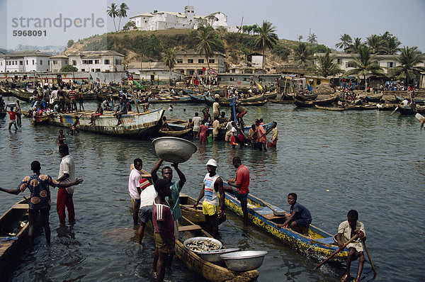 Fischer bringen fangen an Land  Elmina  Ghana  Westafrika  Afrika