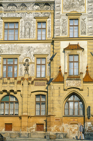 Fassade des 16. Jahrhundert Altes Rathaus  Prachatice  Südböhmen  Tschechien  Europa